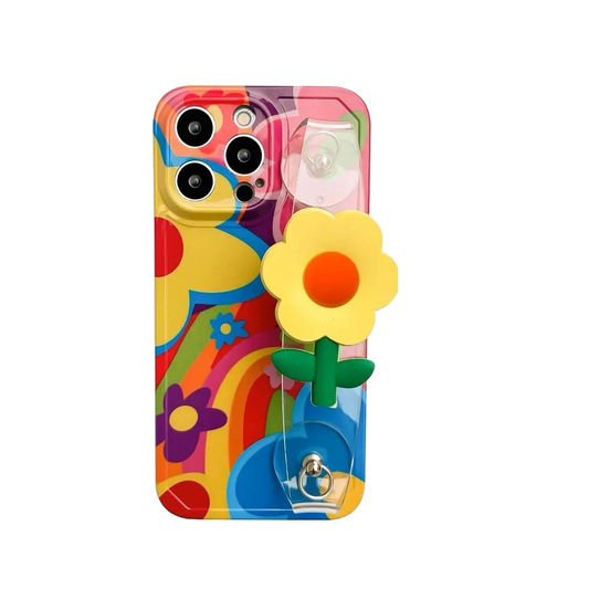 Color Pop Flower Power Protective Case with Finger Grip