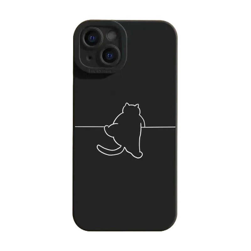 Chubby Cat Minimal Line Art Protective iPhone Case