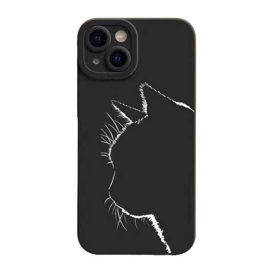 Silhouette Black Cat Line Art Protective iPhone Case