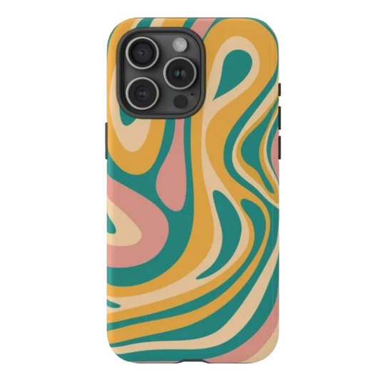 Groovy Retro Soft Color Swirls Protective iPhone Case